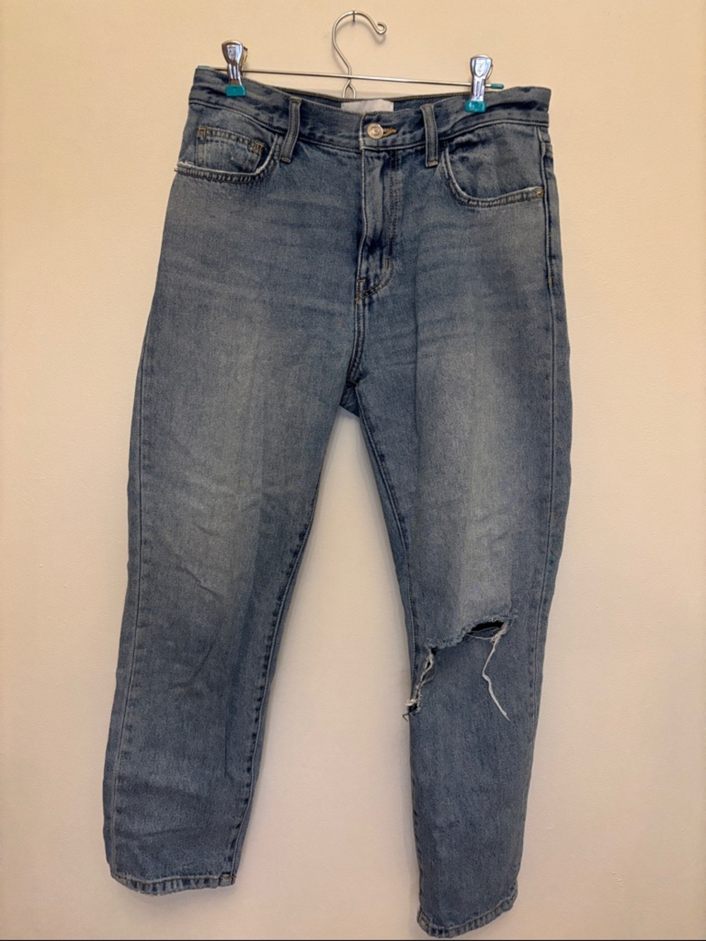Current/Elliott High Rise Distressed Jeans Size 28 Cropped Denim